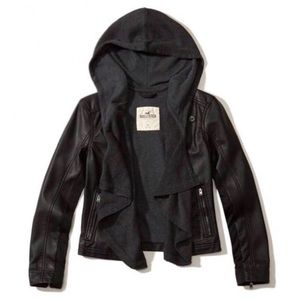 Drapey Hollister Faux Leather Jacket- Small
